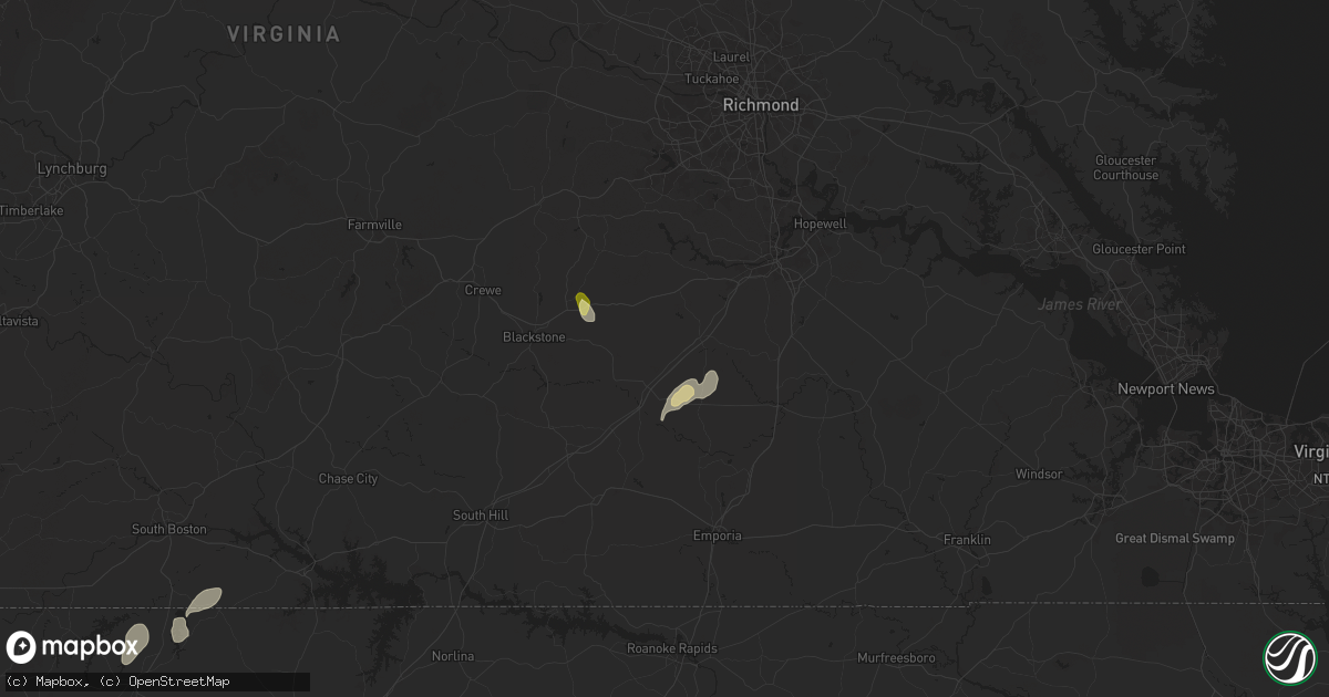 Hail map in Dewitt, VA on May 14, 2025