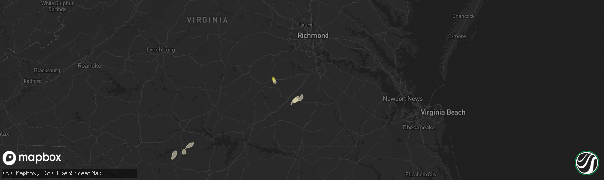 Hail map in Dinwiddie, VA on May 14, 2025