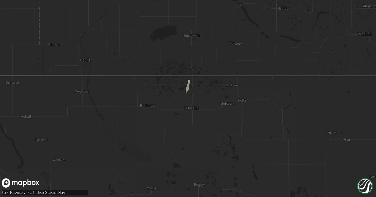 Hail map in Dunseith, ND on May 14, 2025