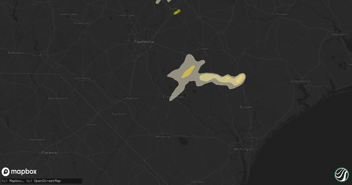 Hail map in Elizabethtown, NC on May 14, 2025