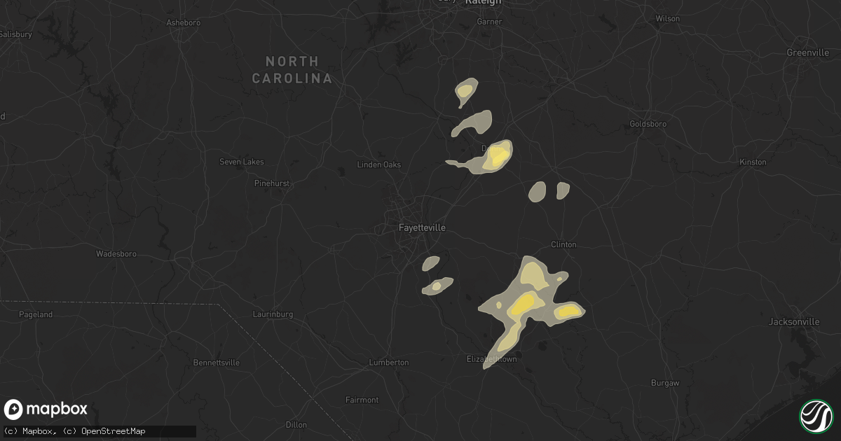 Hail map in Fayetteville, NC on May 14, 2025