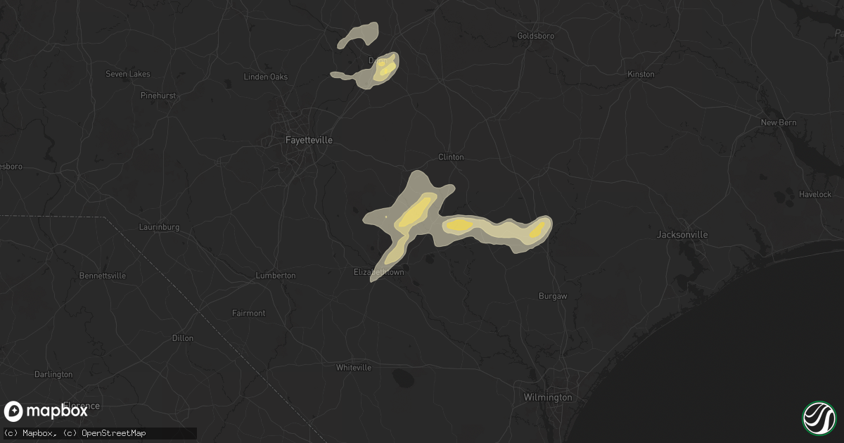Hail map in Garland, NC on May 14, 2025