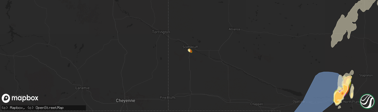 Hail map in Gering, NE on May 14, 2025