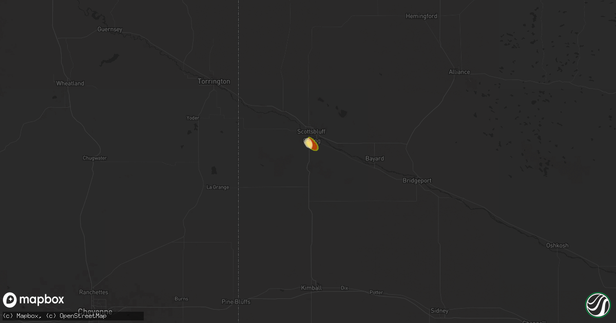 Hail map in Gering, NE on May 14, 2025