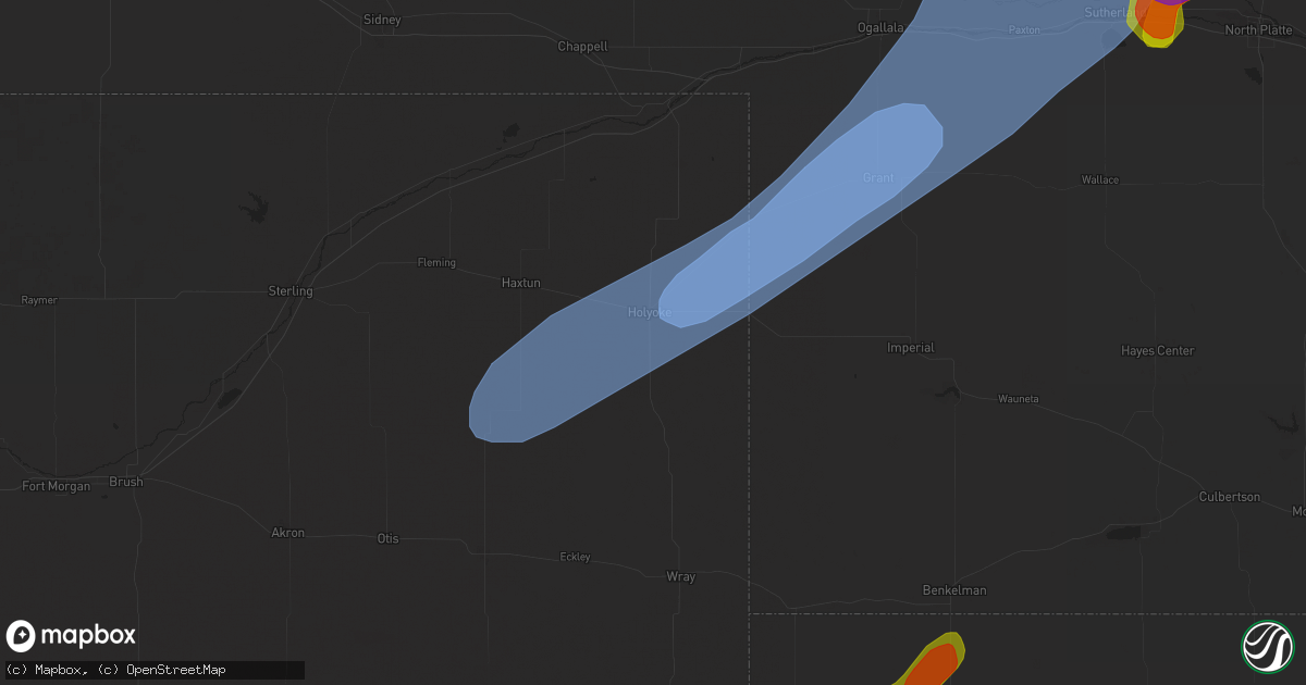 Hail map in Holyoke, CO on May 14, 2025