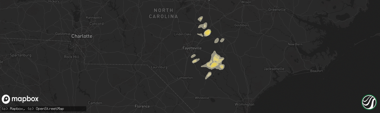 Hail map in Hope Mills, NC on May 14, 2025