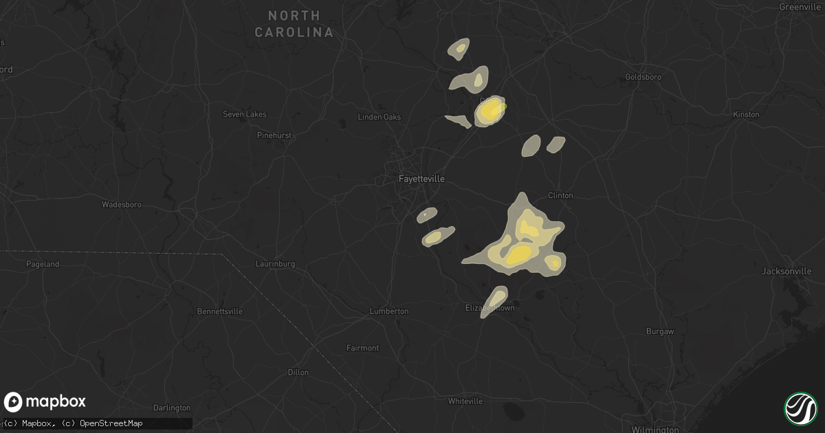 Hail map in Hope Mills, NC on May 14, 2025