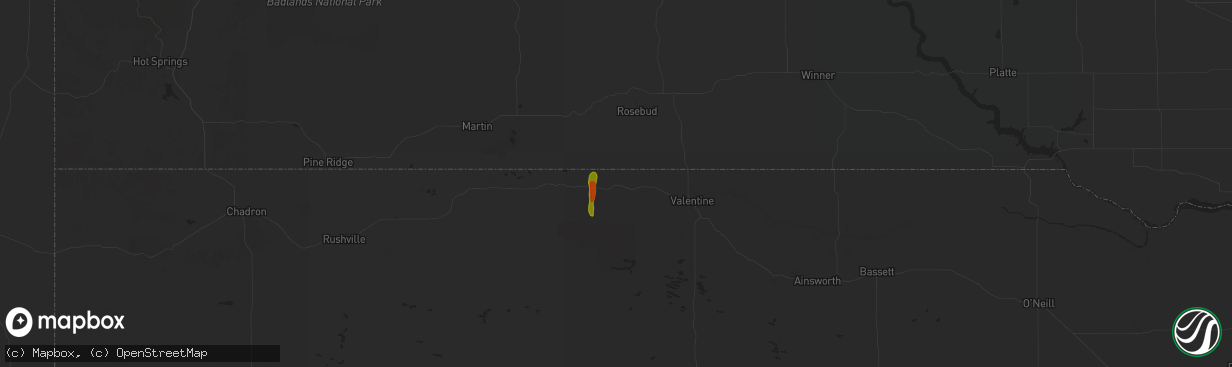 Hail map in Kilgore, NE on May 14, 2025