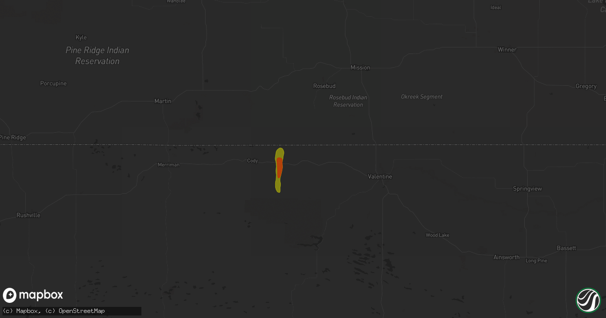 Hail map in Kilgore, NE on May 14, 2025