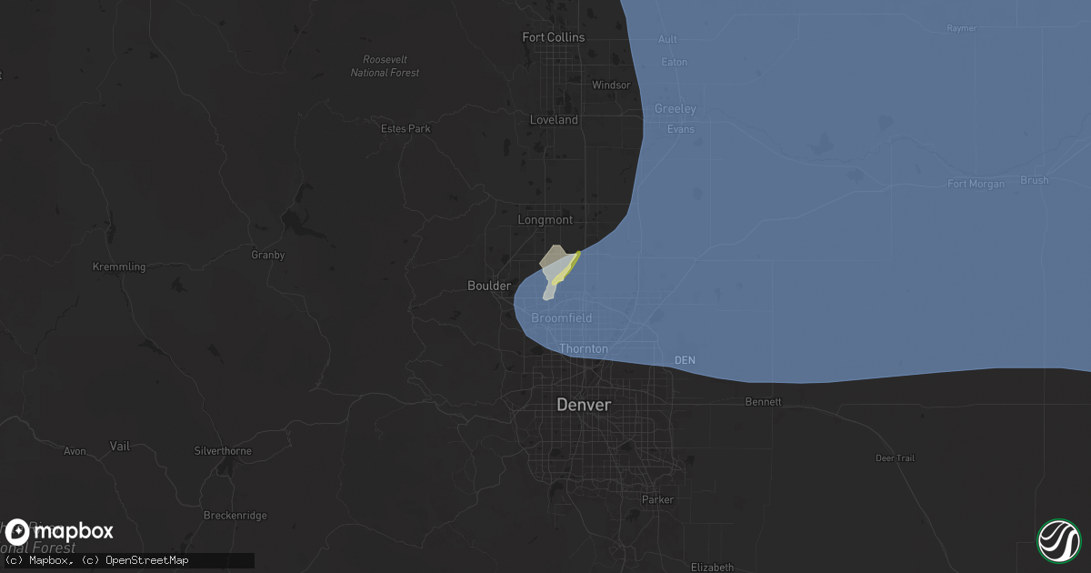 Hail map in Lafayette, CO on May 14, 2025
