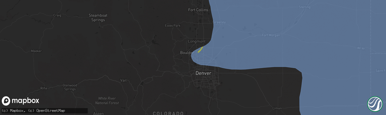 Hail map in Louisville, CO on May 14, 2025
