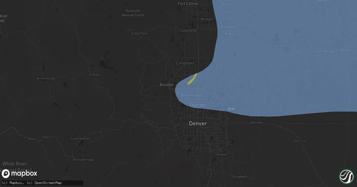 Hail map in Louisville, CO on May 14, 2025