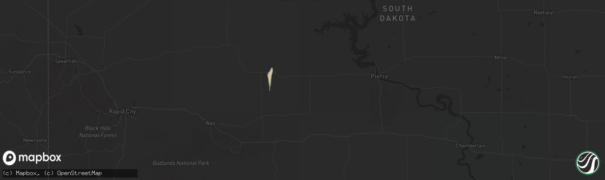 Hail map in Midland, SD on May 14, 2025
