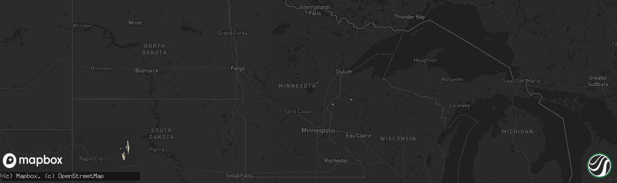 Hail map in Minnesota on May 14, 2025