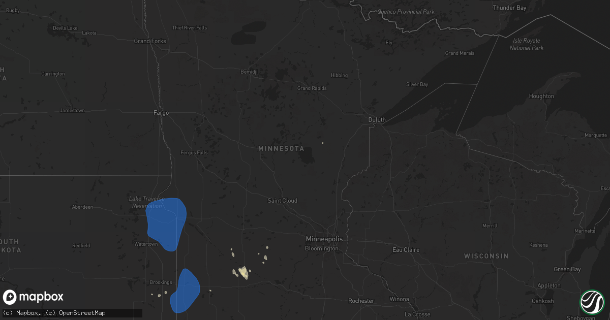 Hail map in Minnesota on May 14, 2025