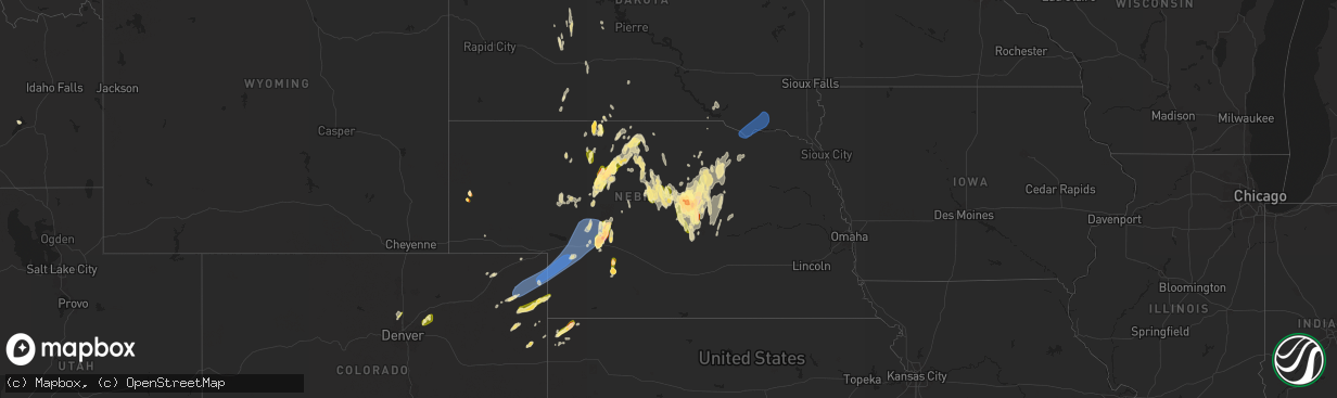 Hail map in Nebraska on May 14, 2025