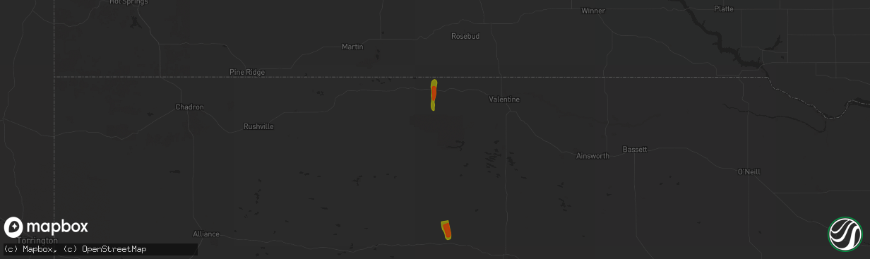 Hail map in Nenzel, NE on May 14, 2025