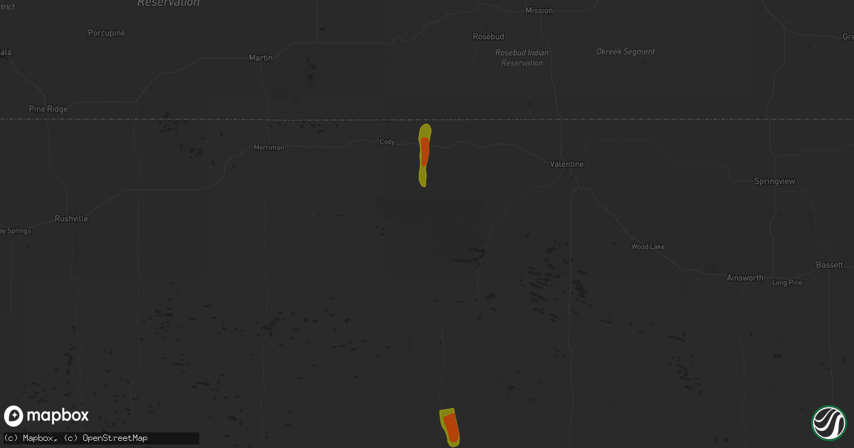 Hail map in Nenzel, NE on May 14, 2025