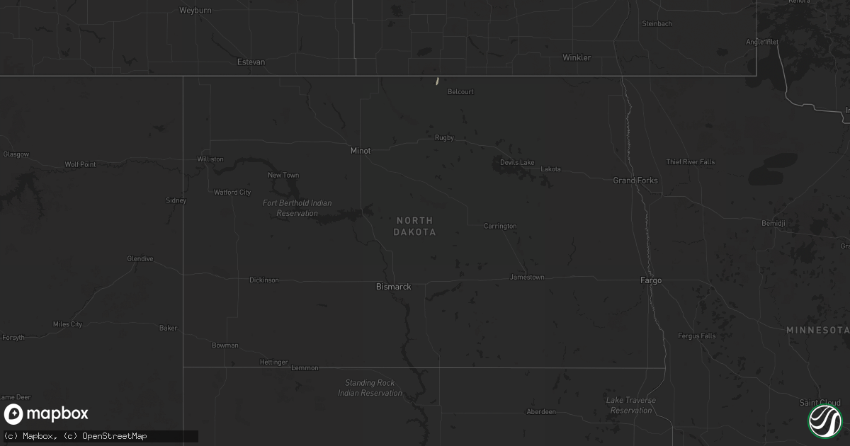 Hail map in North Dakota on May 14, 2025