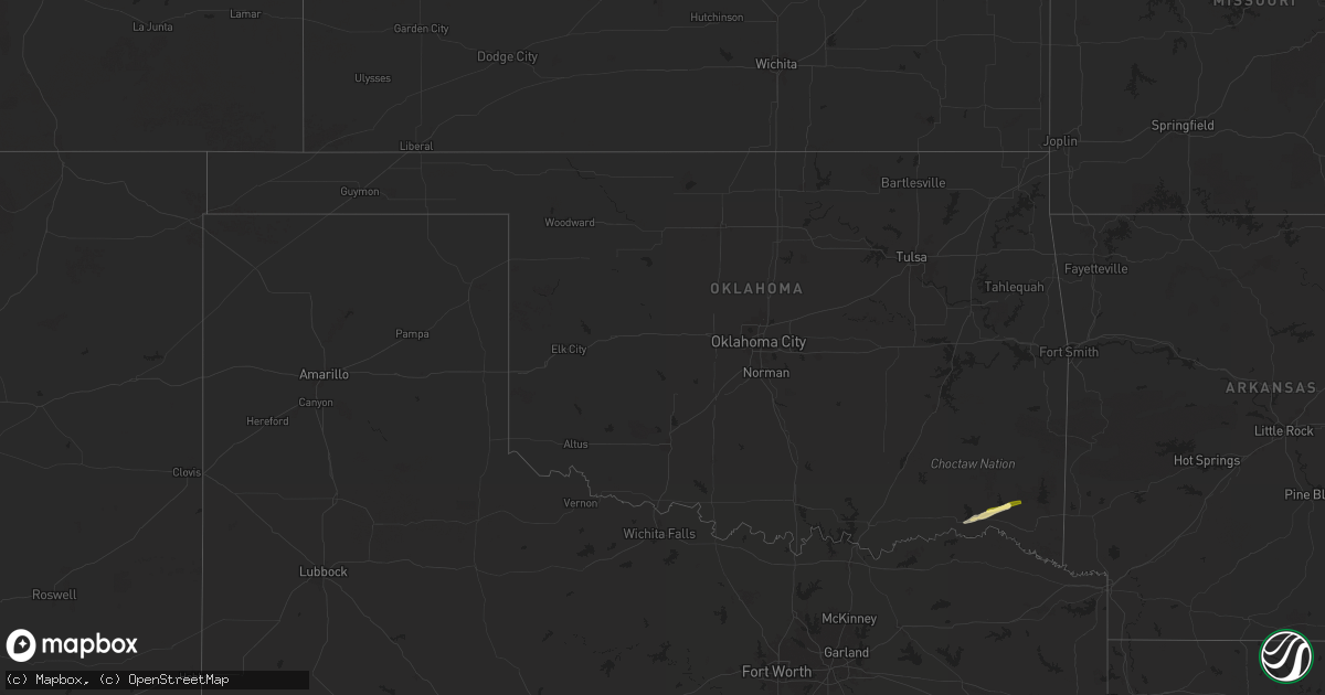 Hail map in Oklahoma on May 14, 2025