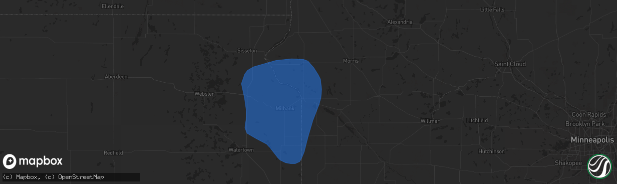 Hail map in Ortonville, MN on May 14, 2025