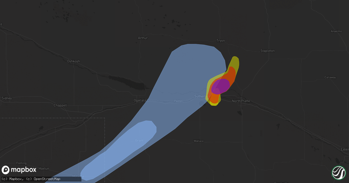 Hail map in Paxton, NE on May 14, 2025