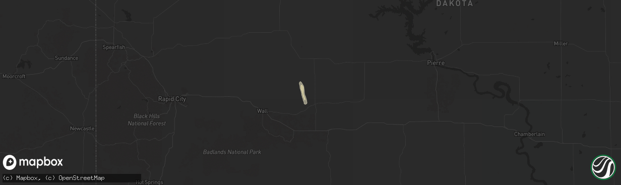 Hail map in Philip, SD on May 14, 2025