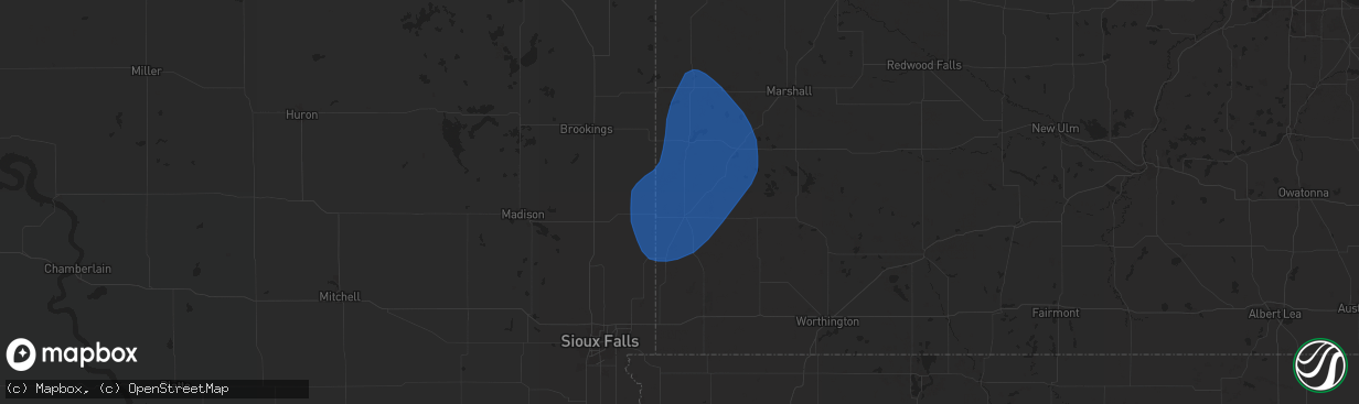 Hail map in Pipestone, MN on May 14, 2025