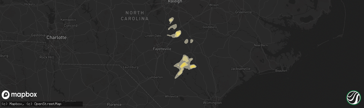 Hail map in Roseboro, NC on May 14, 2025