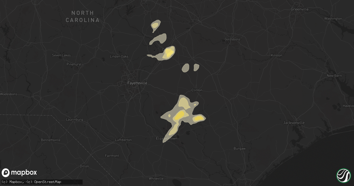 Hail map in Roseboro, NC on May 14, 2025