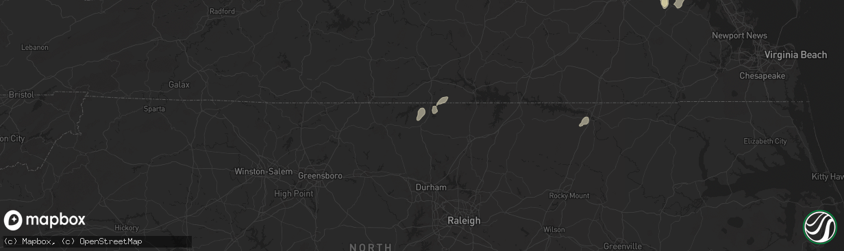 Hail map in Roxboro, NC on May 14, 2025