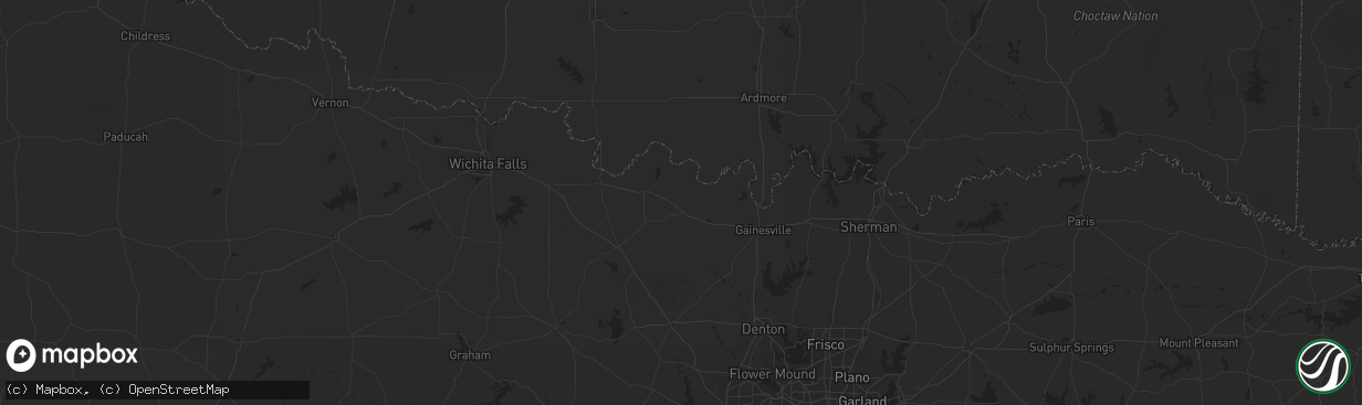 Hail map in Saint Jo, TX on May 14, 2025