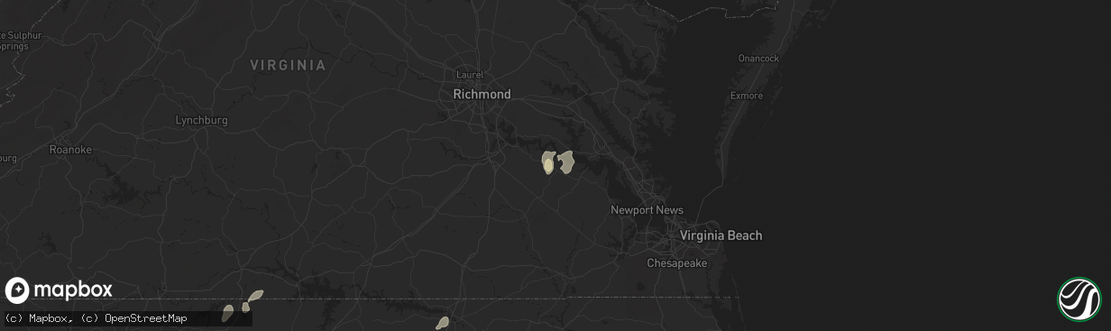 Hail map in Spring Grove, VA on May 14, 2025