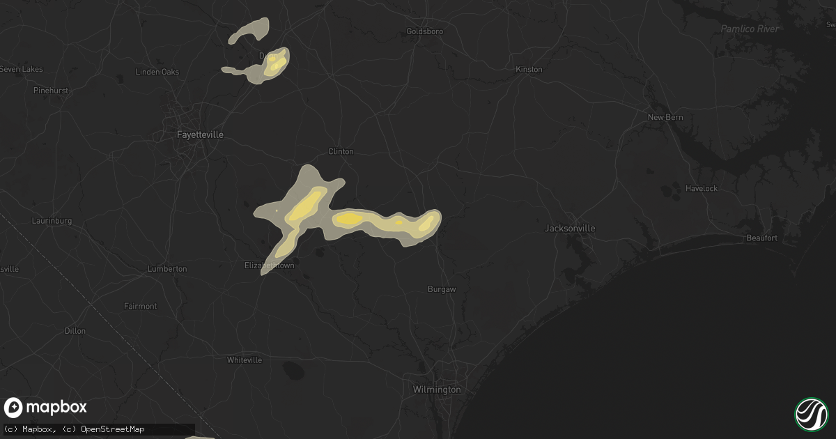 Hail map in Teachey, NC on May 14, 2025