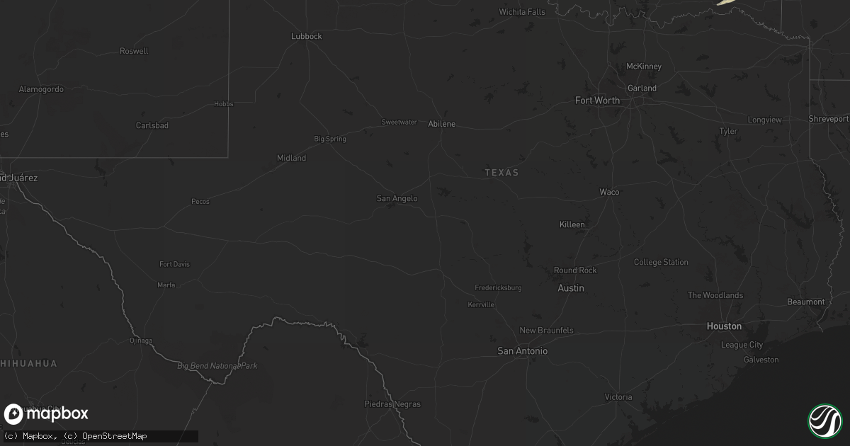 Hail map in Texas on May 14, 2025