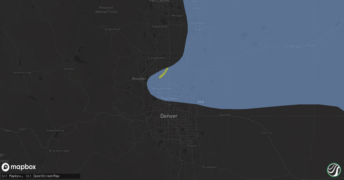 Hail map in Thornton, CO on May 14, 2025