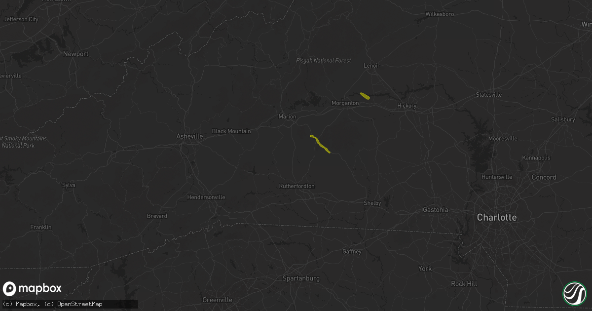 Hail map in Union Mills, NC on May 14, 2025