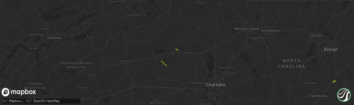 Hail map in Valdese, NC on May 14, 2025