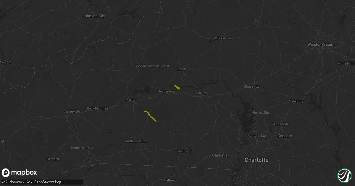 Hail map in Valdese, NC on May 14, 2025