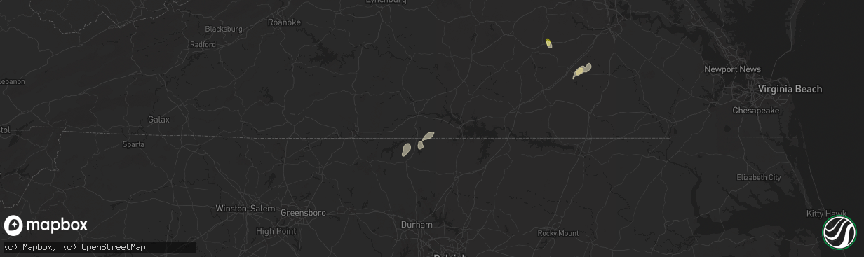 Hail map in Virgilina, VA on May 14, 2025