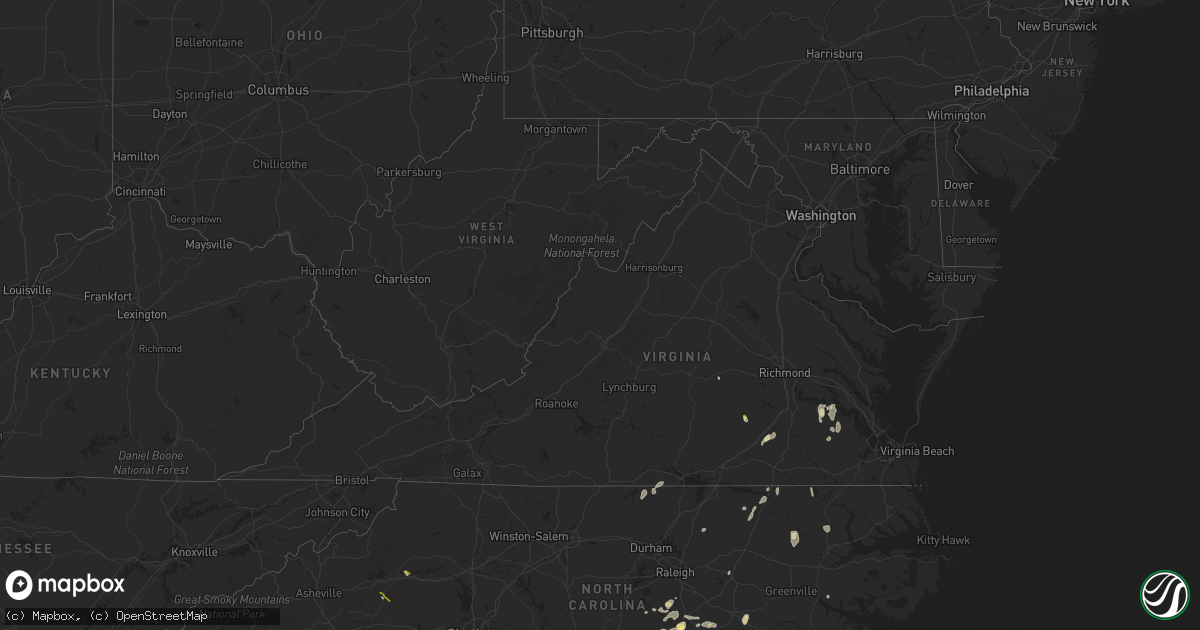 Hail map in Virginia on May 14, 2025