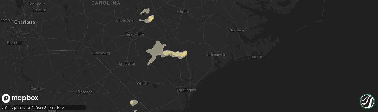 Hail map in Wallace, NC on May 14, 2025
