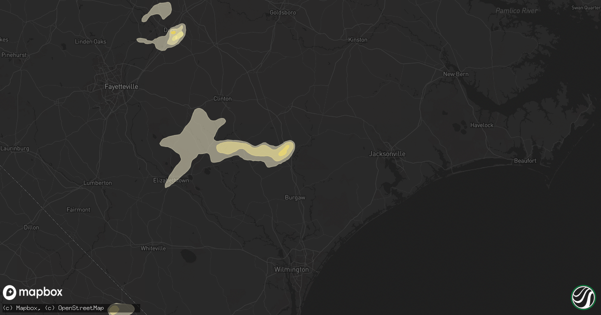 Hail map in Wallace, NC on May 14, 2025