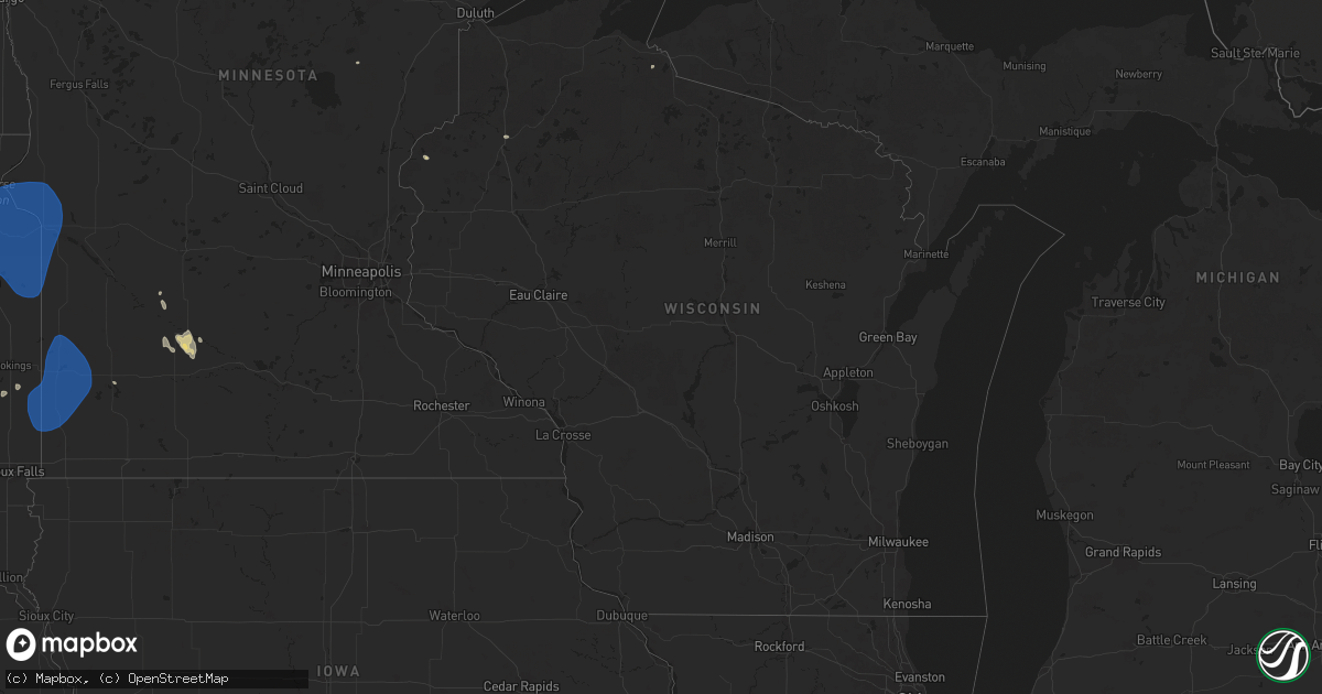 Hail map in Wisconsin on May 14, 2025