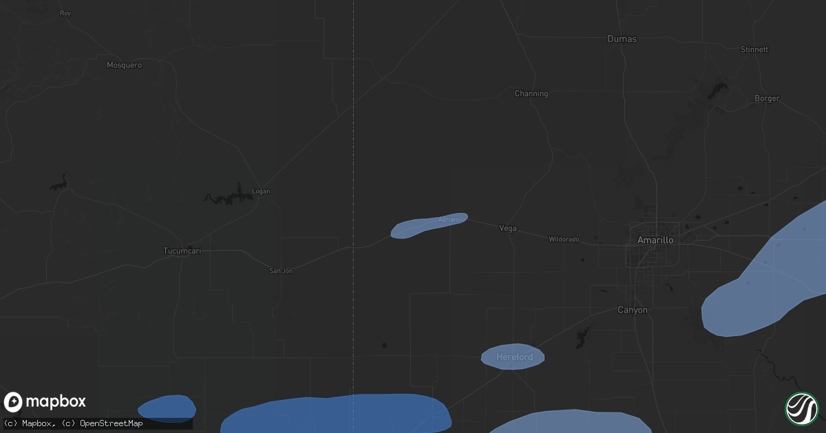 Hail map in Adrian, TX on May 14, 2026