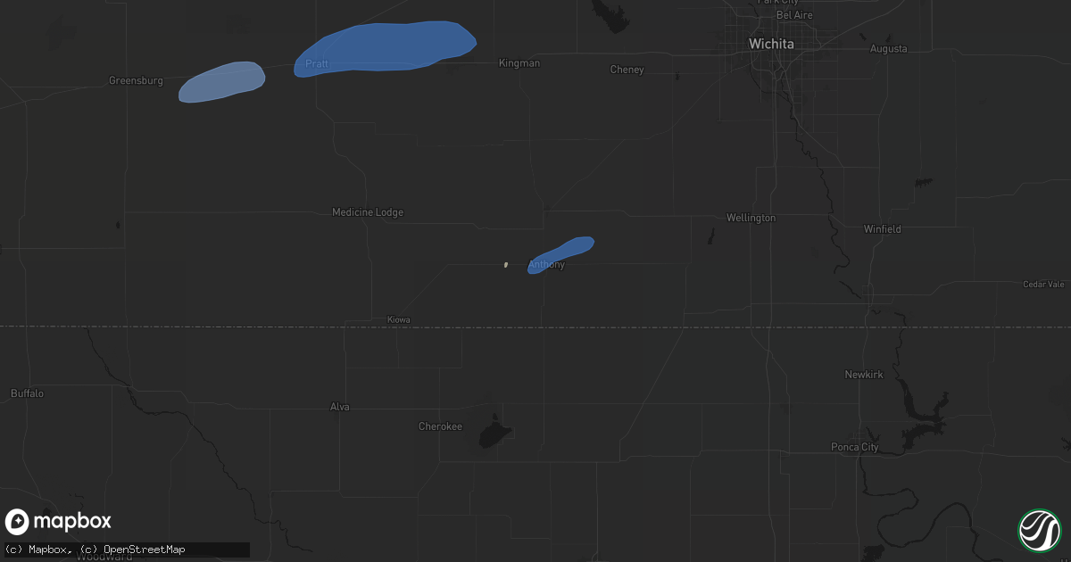 Hail map in Anthony, KS on May 14, 2026