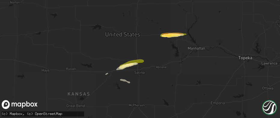 Hail map in Bennington, KS on May 14, 2026