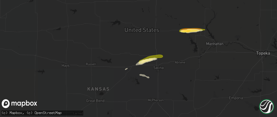 Hail map in Beverly, KS on May 14, 2026