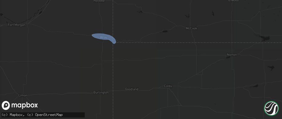 Hail map in Bird City, KS on May 14, 2026