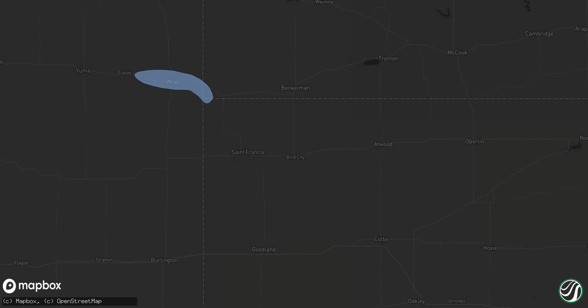 Hail map in Bird City, KS on May 14, 2026